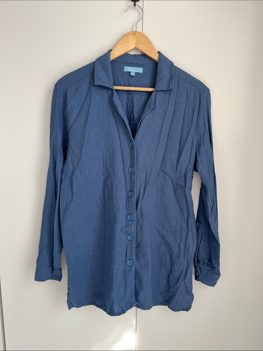 Casual Button-Up Shirt in Slate Blue